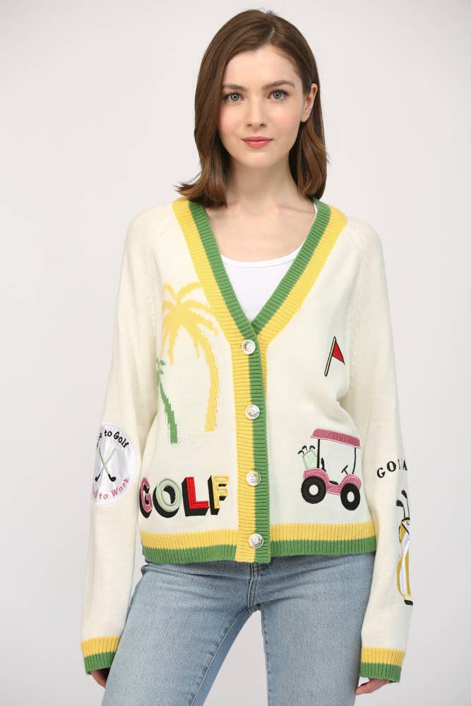 Golf Embroidered Cardigan