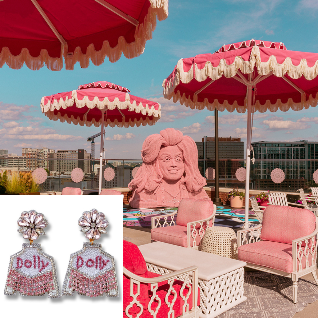 Pink Dolly Parton Fringe Jacket Earrings