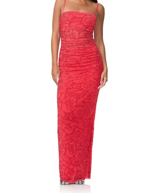 Jennan Rose Rhinestone Dress - Cherry