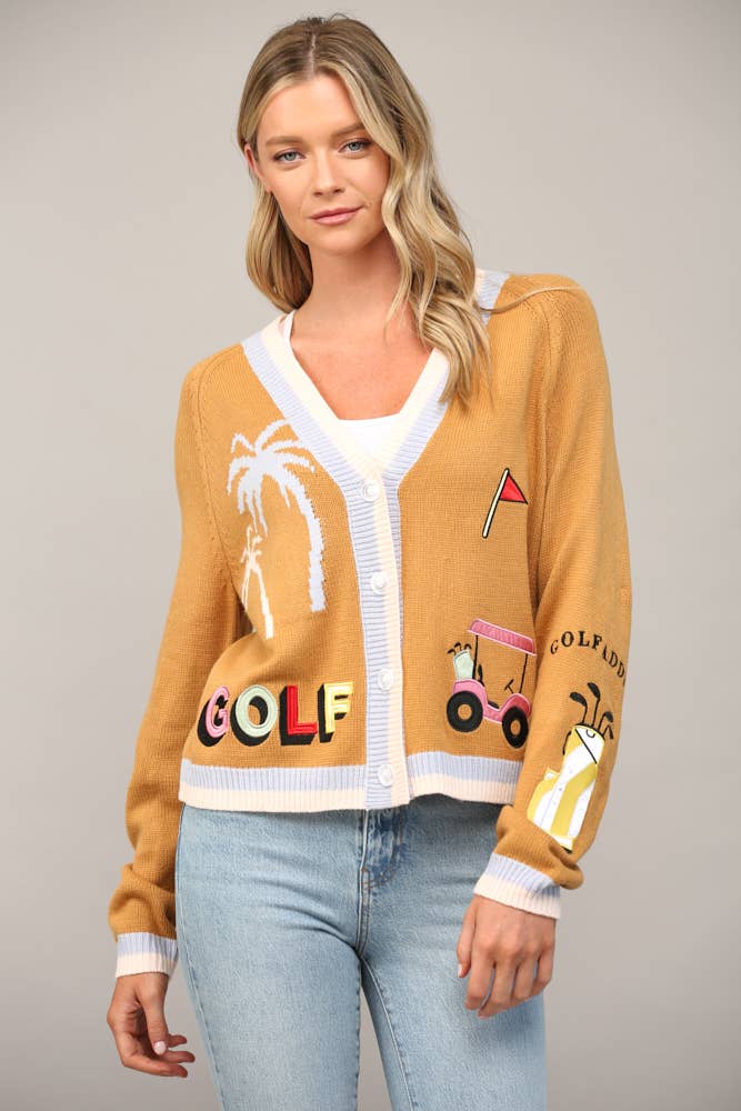 Golf Embroidered Cardigan