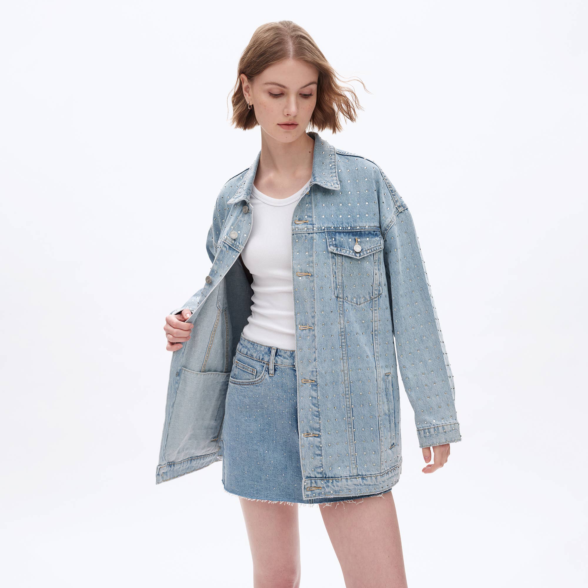Long Sleeve Embellished Denim Jacket