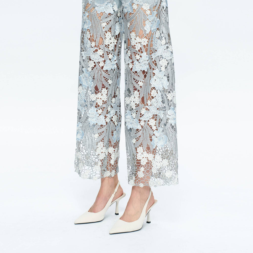 High Rise Wide Leg Jean with Lace