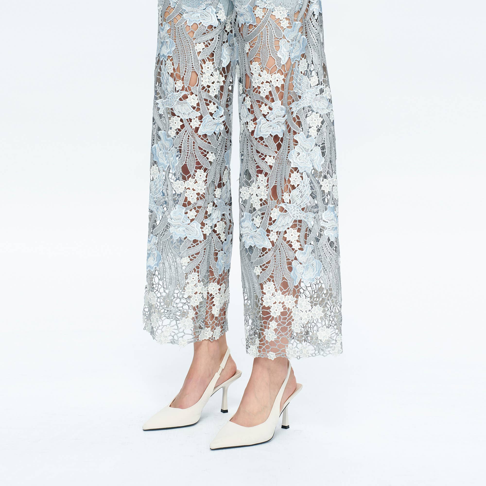 High Rise Wide Leg Jean with Lace