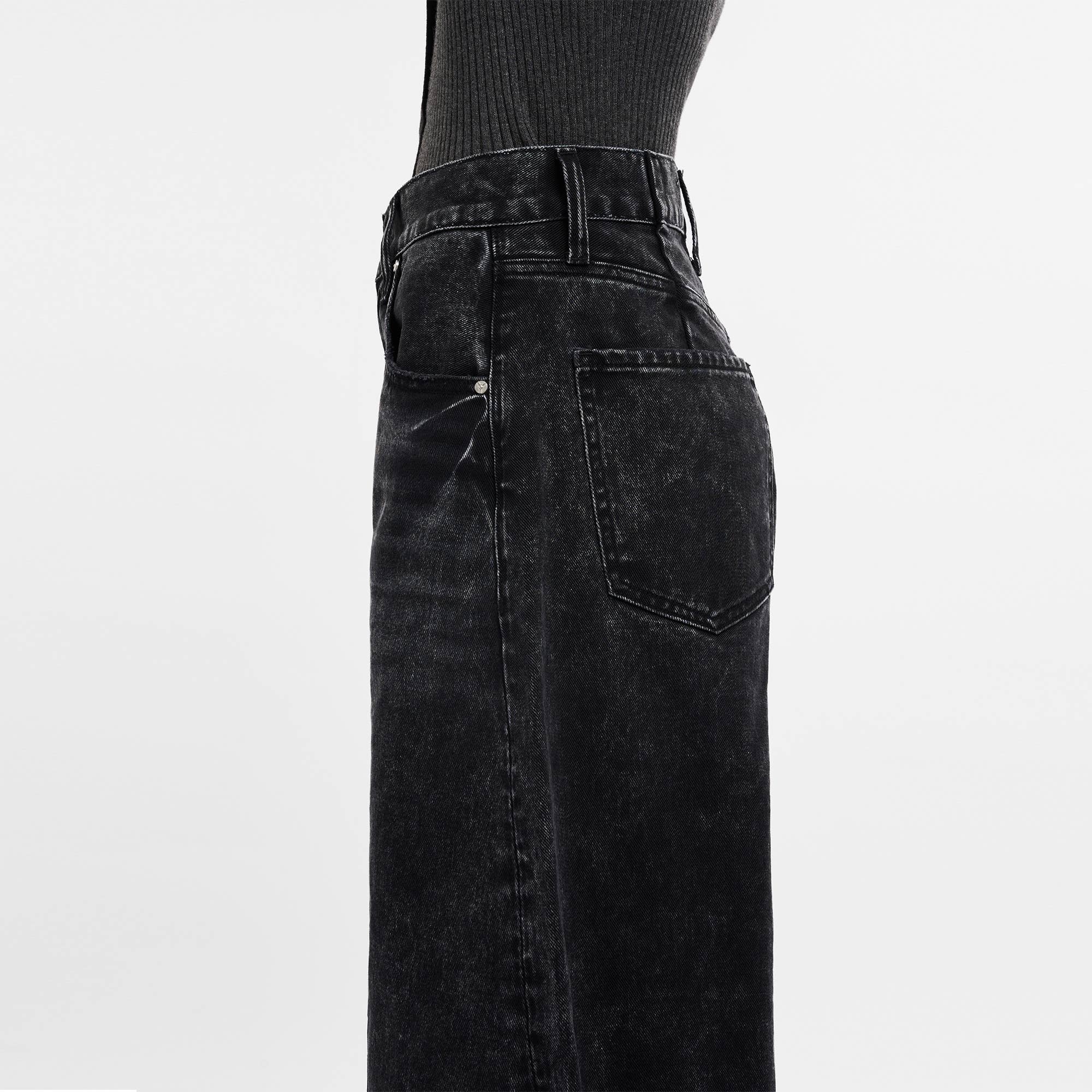 SUPER HIGH RISE TAILORED BARREL JEANS FINISHED HEM