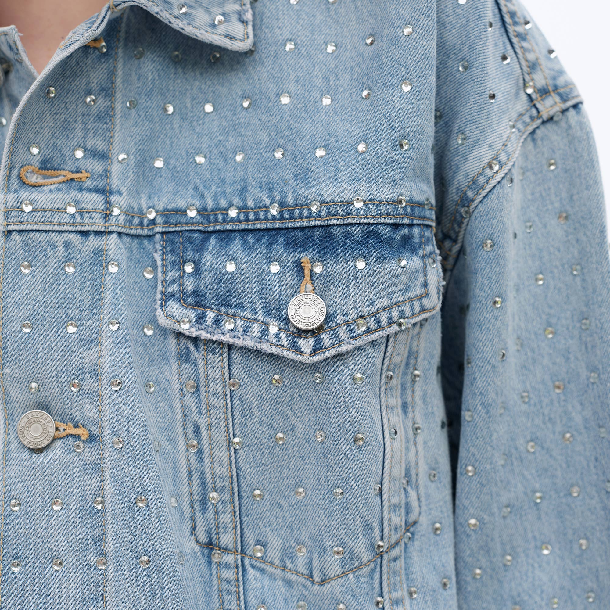 Long Sleeve Embellished Denim Jacket