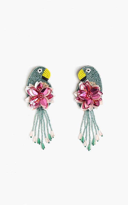 Retro Parrot Beaded Earrings