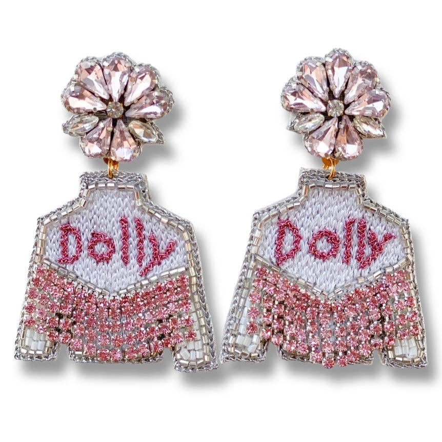 Pink Dolly Parton Fringe Jacket Earrings