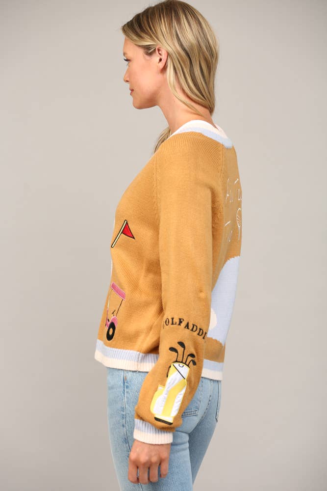 Golf Embroidered Cardigan