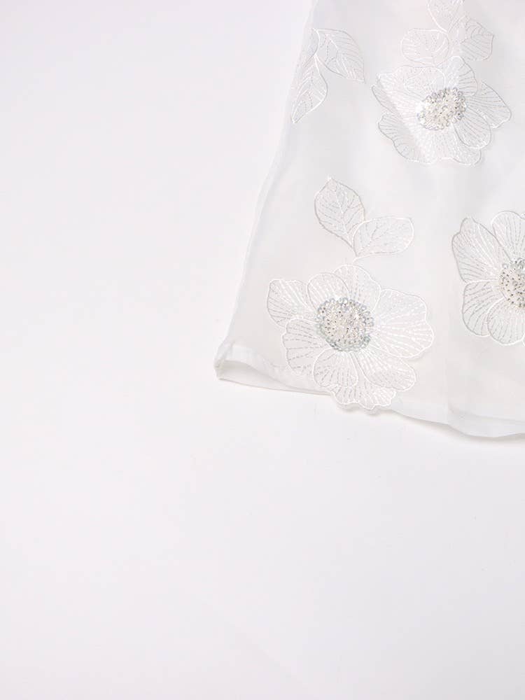 Organza Shirt with Floral Sequin Detail