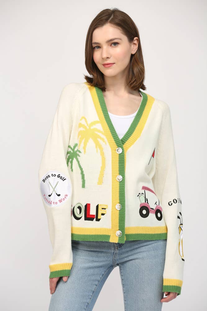 Golf Embroidered Cardigan