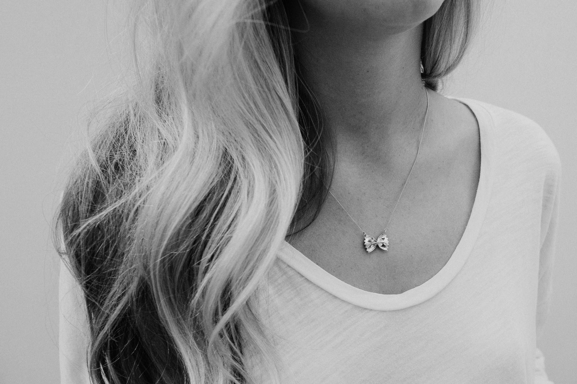 Farfalle Pasta Necklace, Yellow Gold Plated By Delicacies Jewelry - Every Purchase Helps Fight Hunger! (Food Jewelry, Gift For Her)