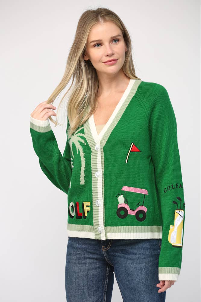 Golf Embroidered Cardigan