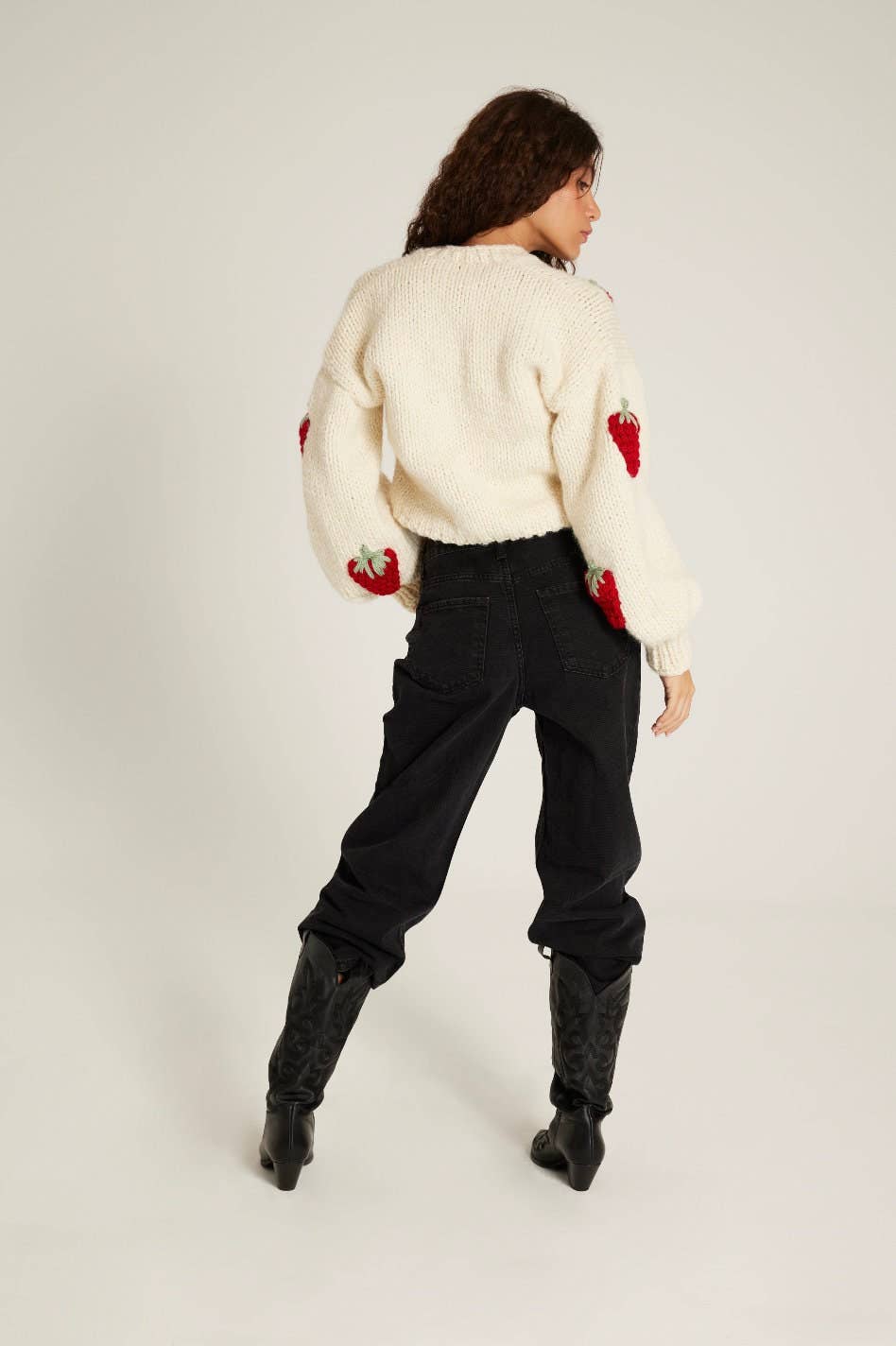 Red Strawberry Chunky Wool Cardigan