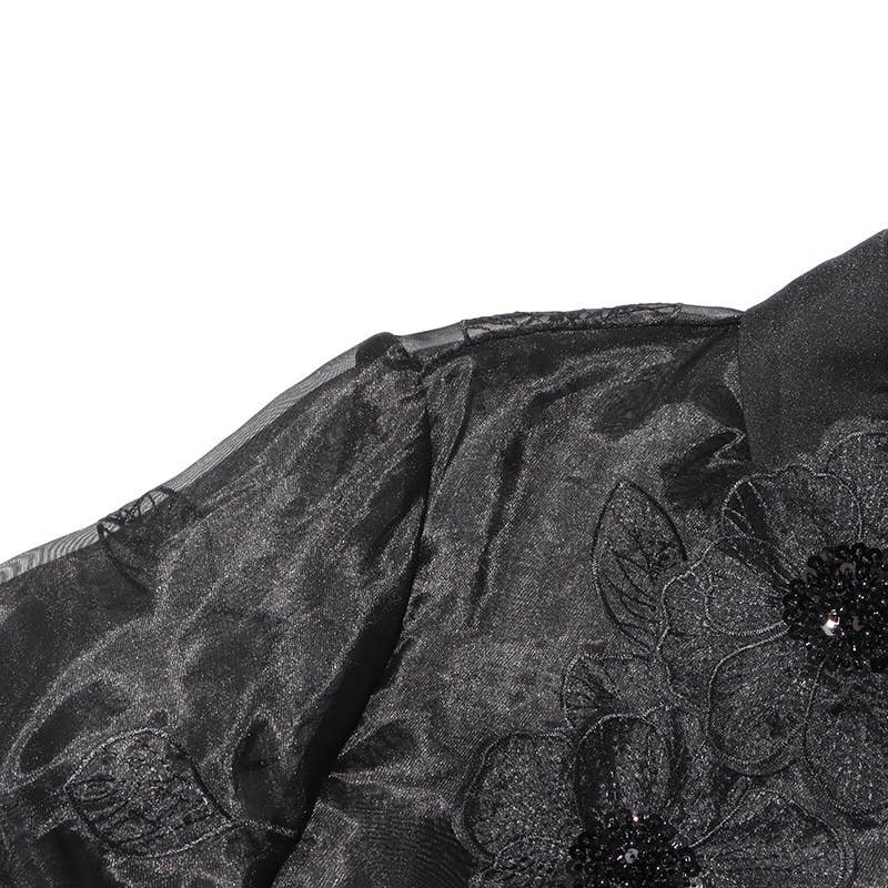 Organza Shirt with Floral Sequin Detail