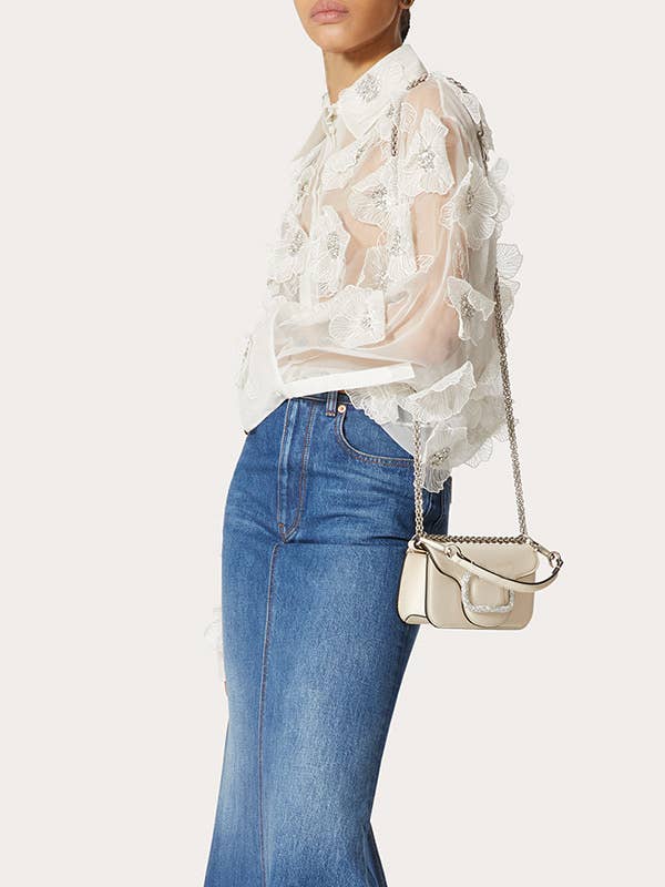 Organza Shirt with Floral Sequin Detail