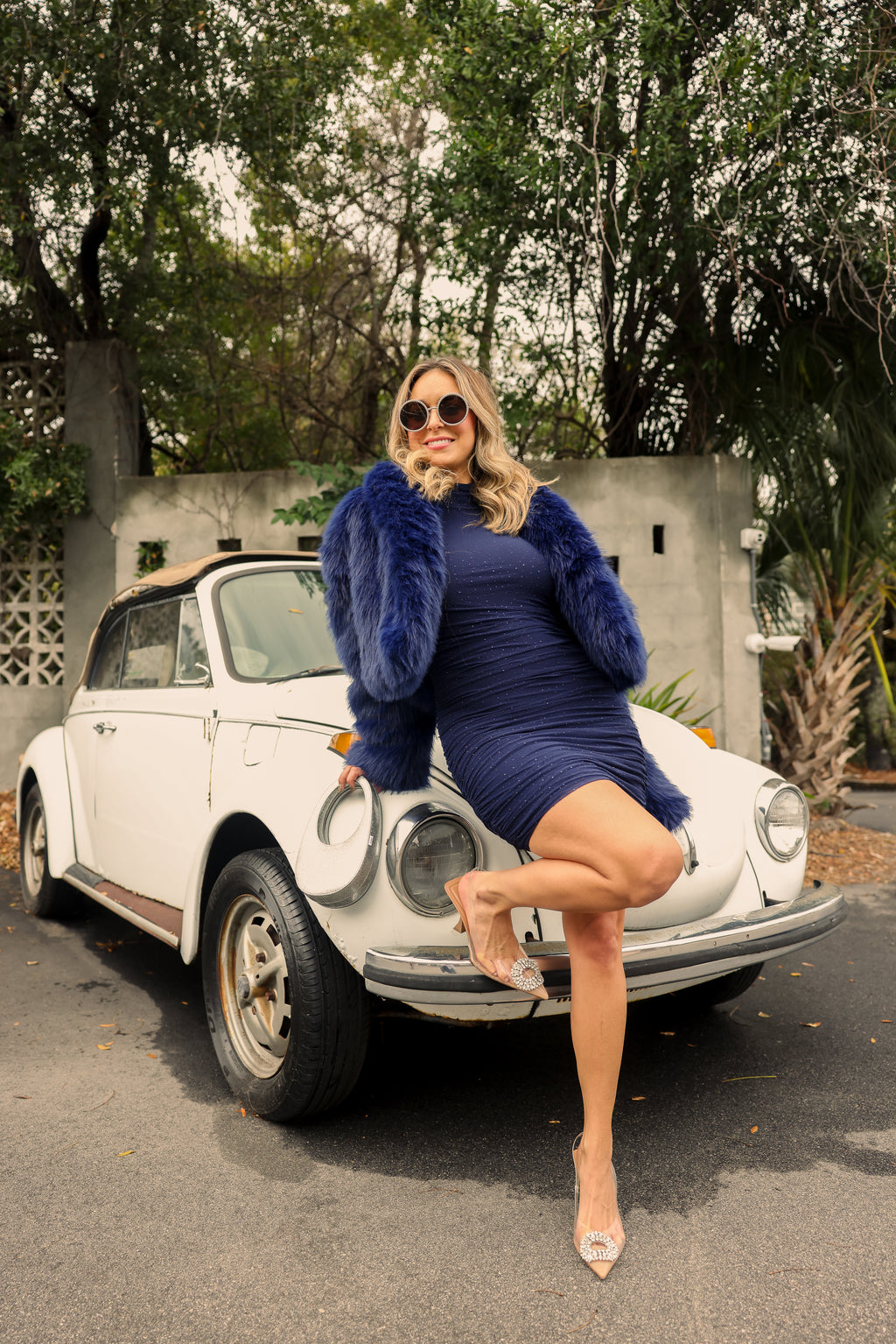Lavinia Rhinestone Navy Dress