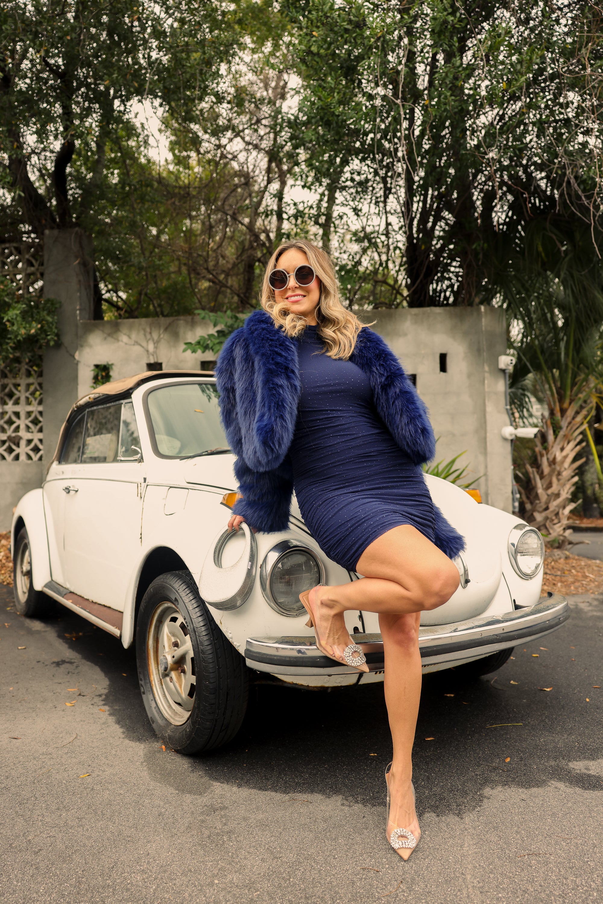 Lavinia Rhinestone Navy Dress