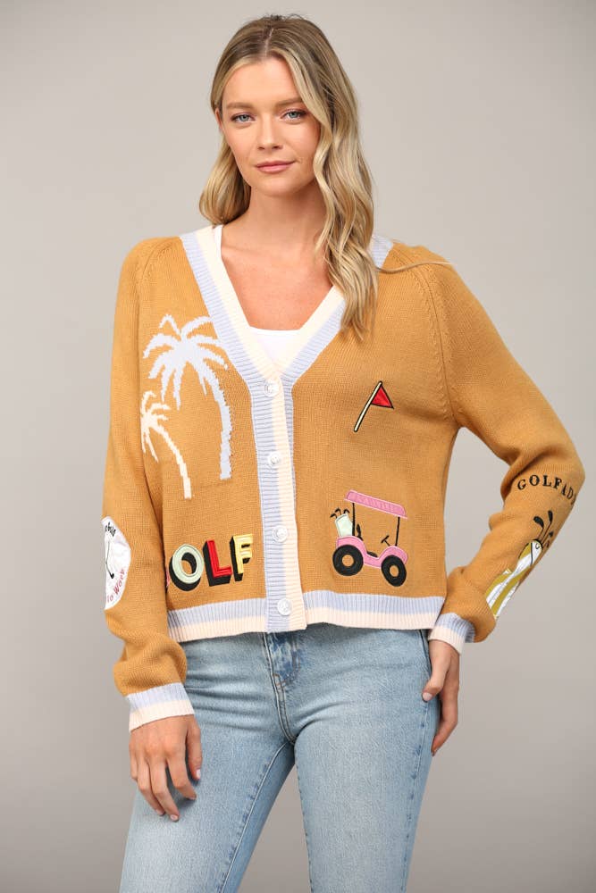 Golf Embroidered Cardigan