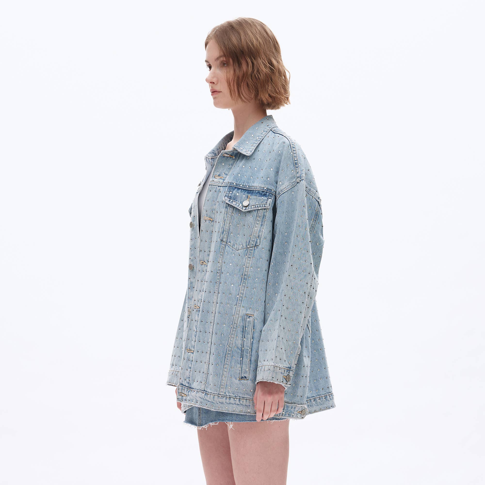 Long Sleeve Embellished Denim Jacket