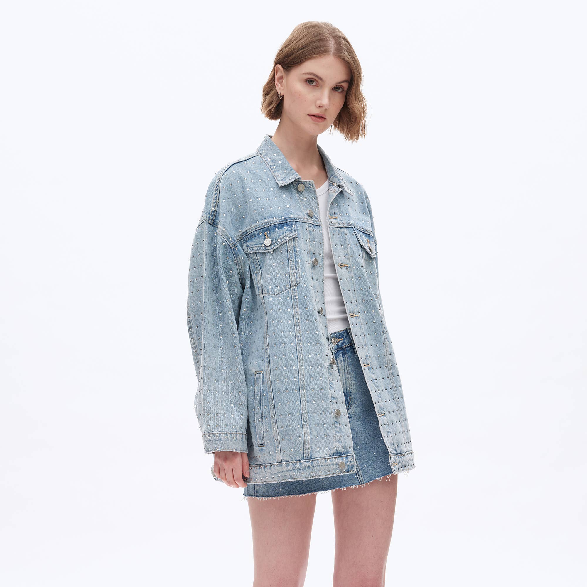 Long Sleeve Embellished Denim Jacket