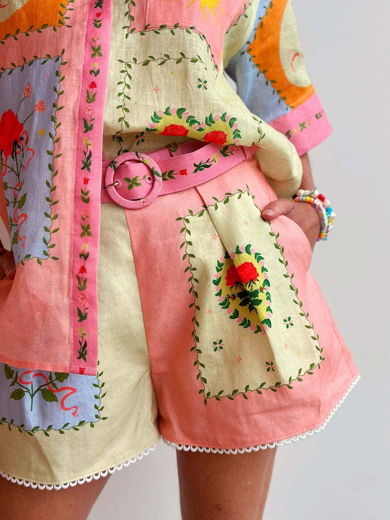 Shandy Multi Unique print Buttoned shirt & short resort set