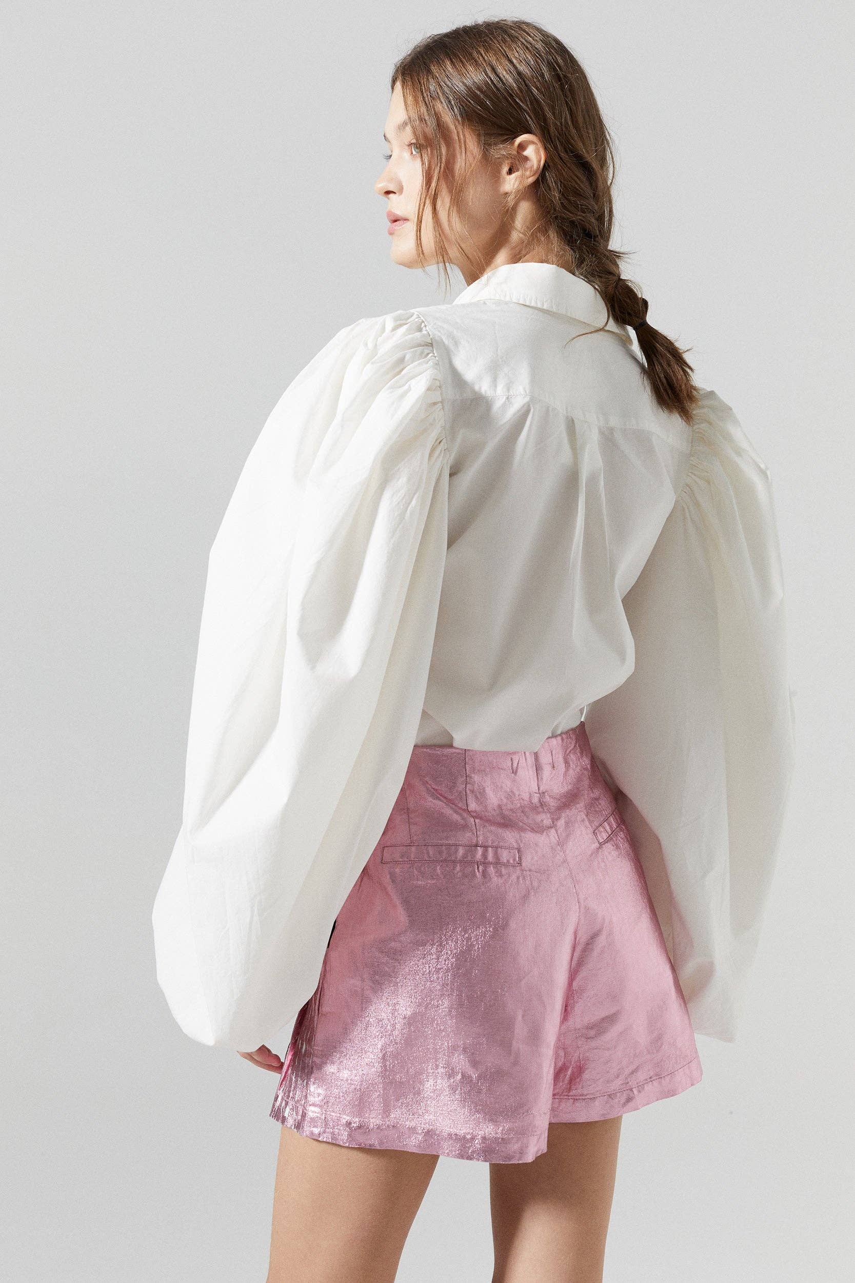 Sunset Metallic Linen Short - Pink w/Lime