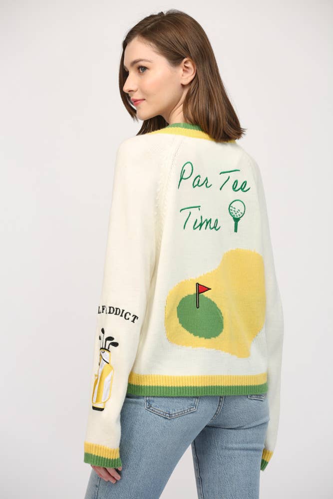 Golf Embroidered Cardigan