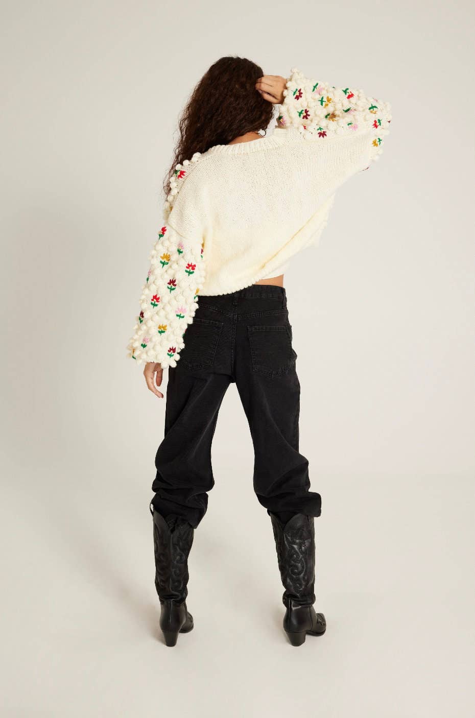 Beige Pom-Pom Cardigan