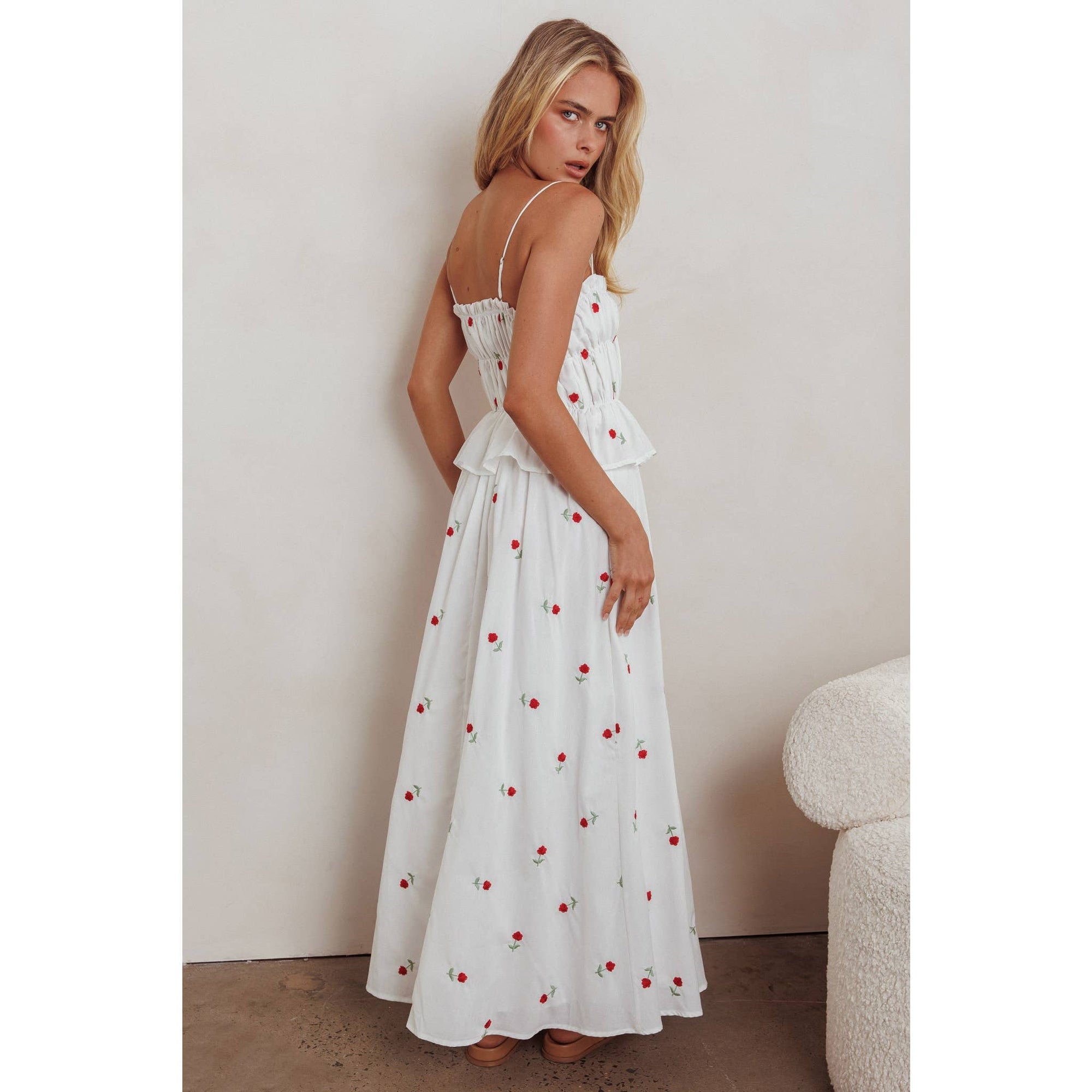 Rose Embroidery Maxi Dress