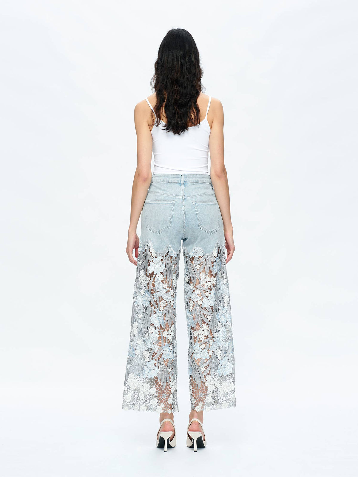 High Rise Wide Leg Jean with Lace