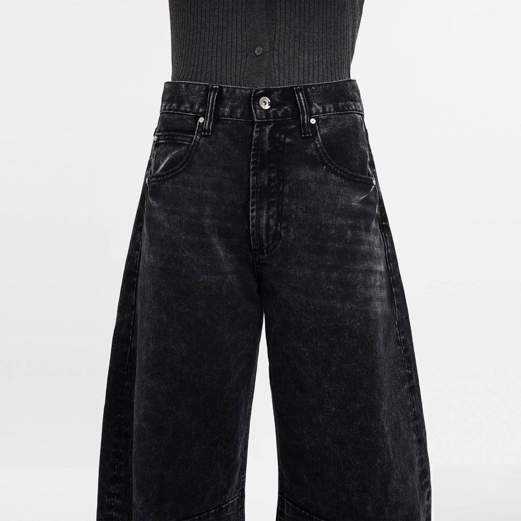 SUPER HIGH RISE TAILORED BARREL JEANS FINISHED HEM
