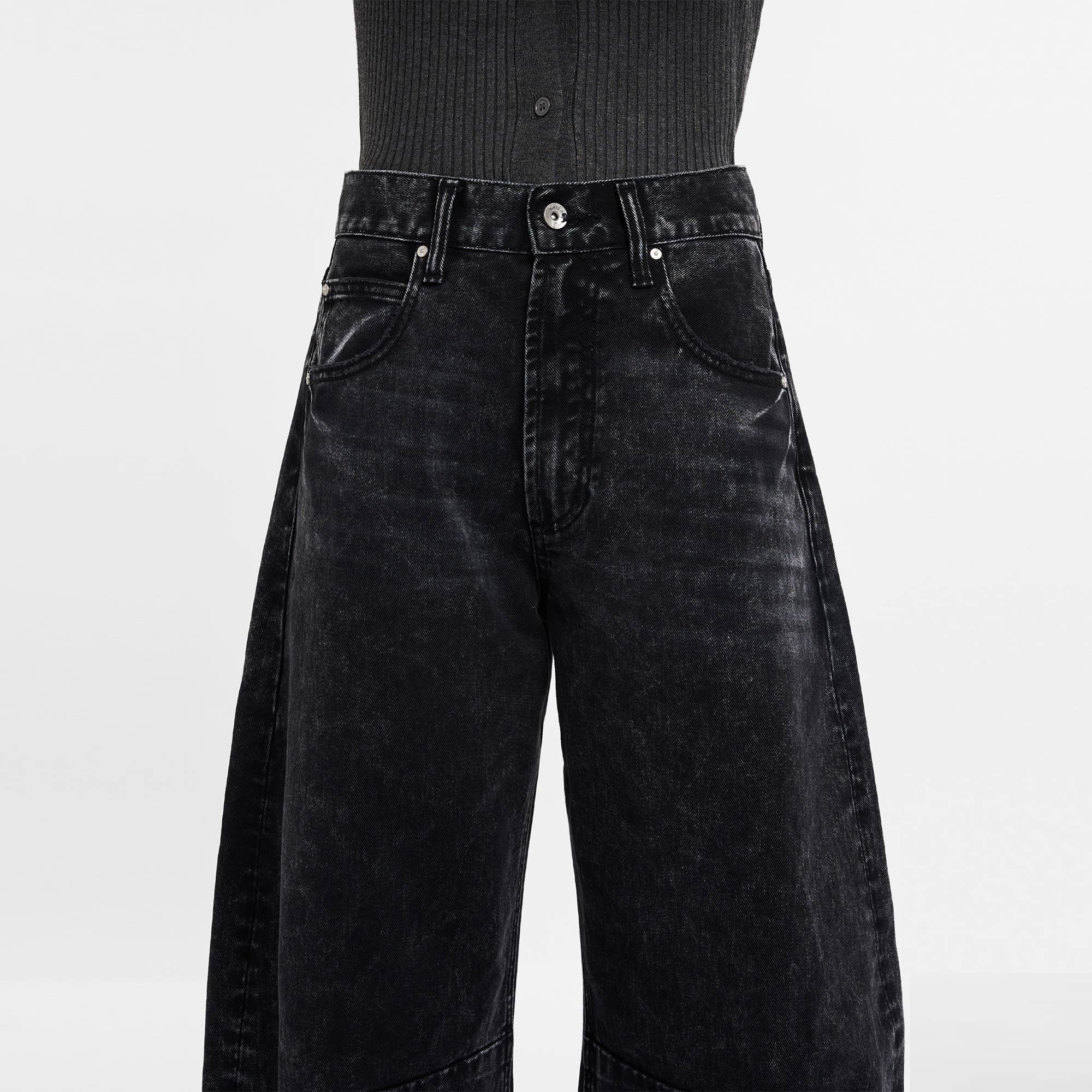 SUPER HIGH RISE TAILORED BARREL JEANS FINISHED HEM