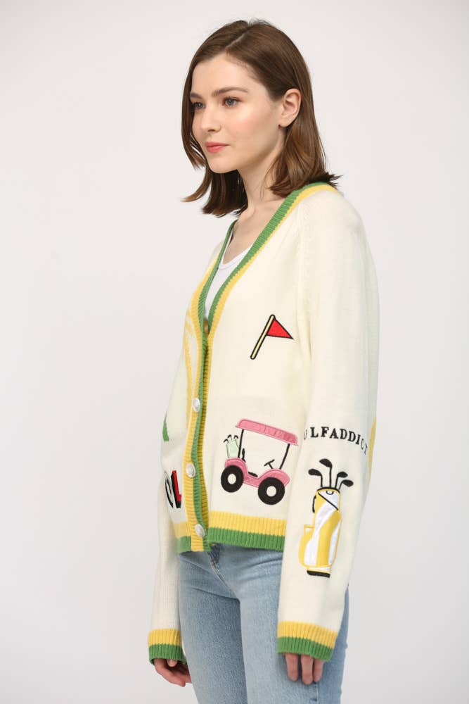 Golf Embroidered Cardigan