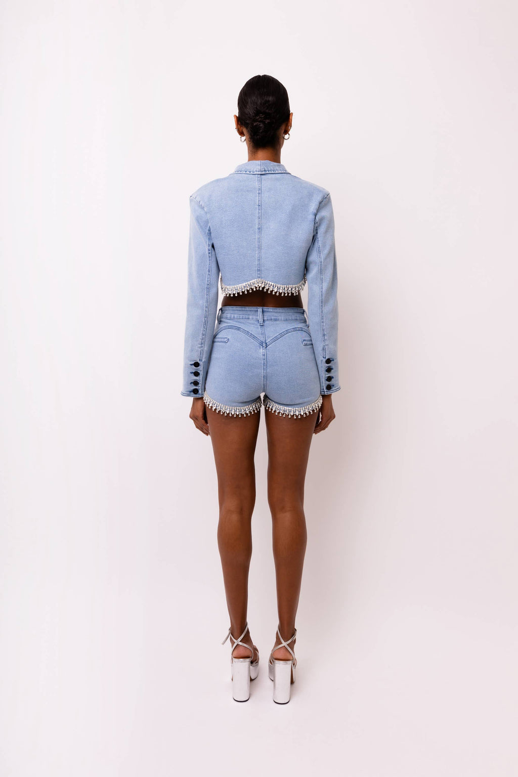 Bae Stretch Diamante Detail Denim Shorts