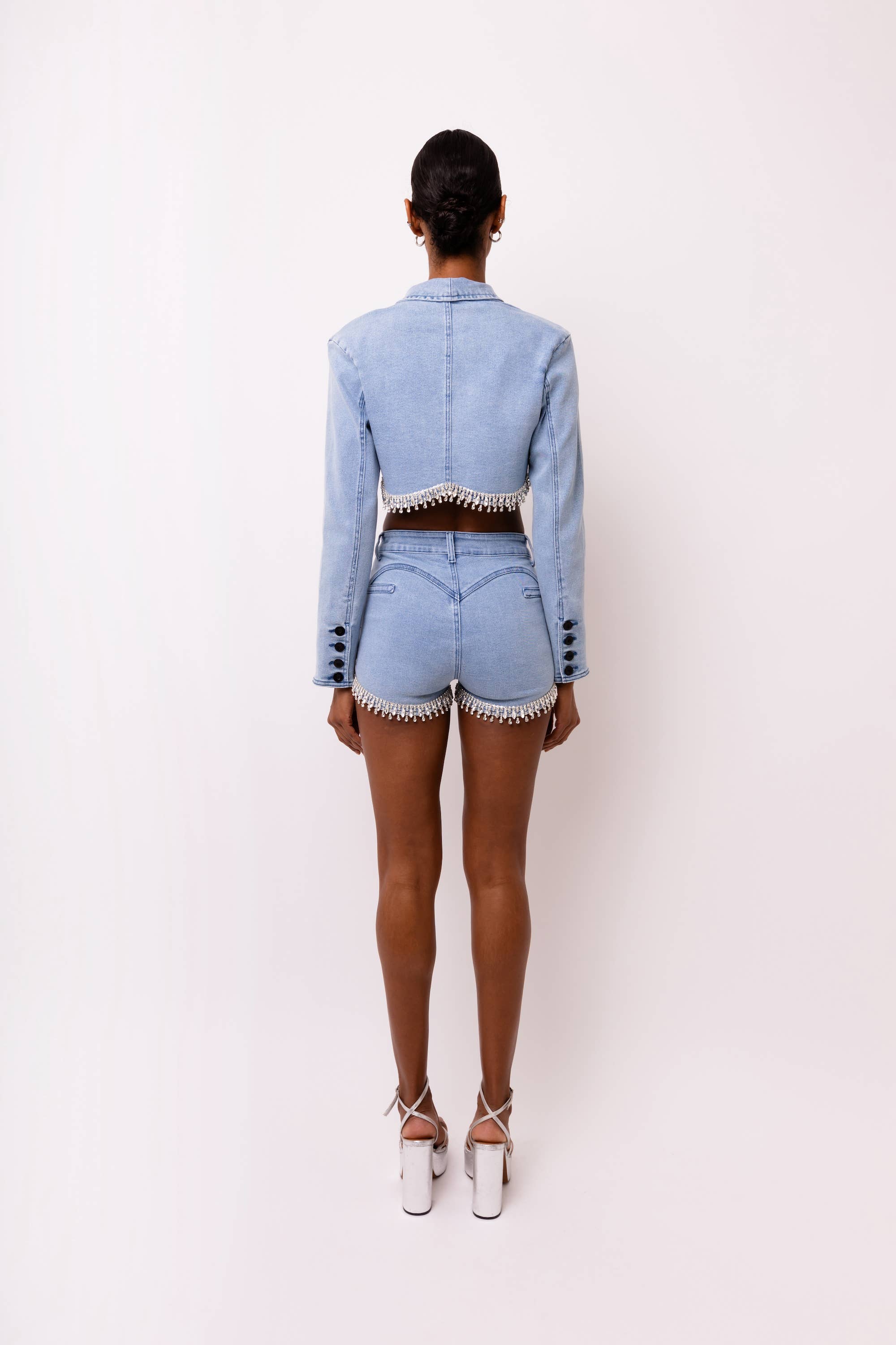 Bae Stretch Diamante Detail Denim Shorts