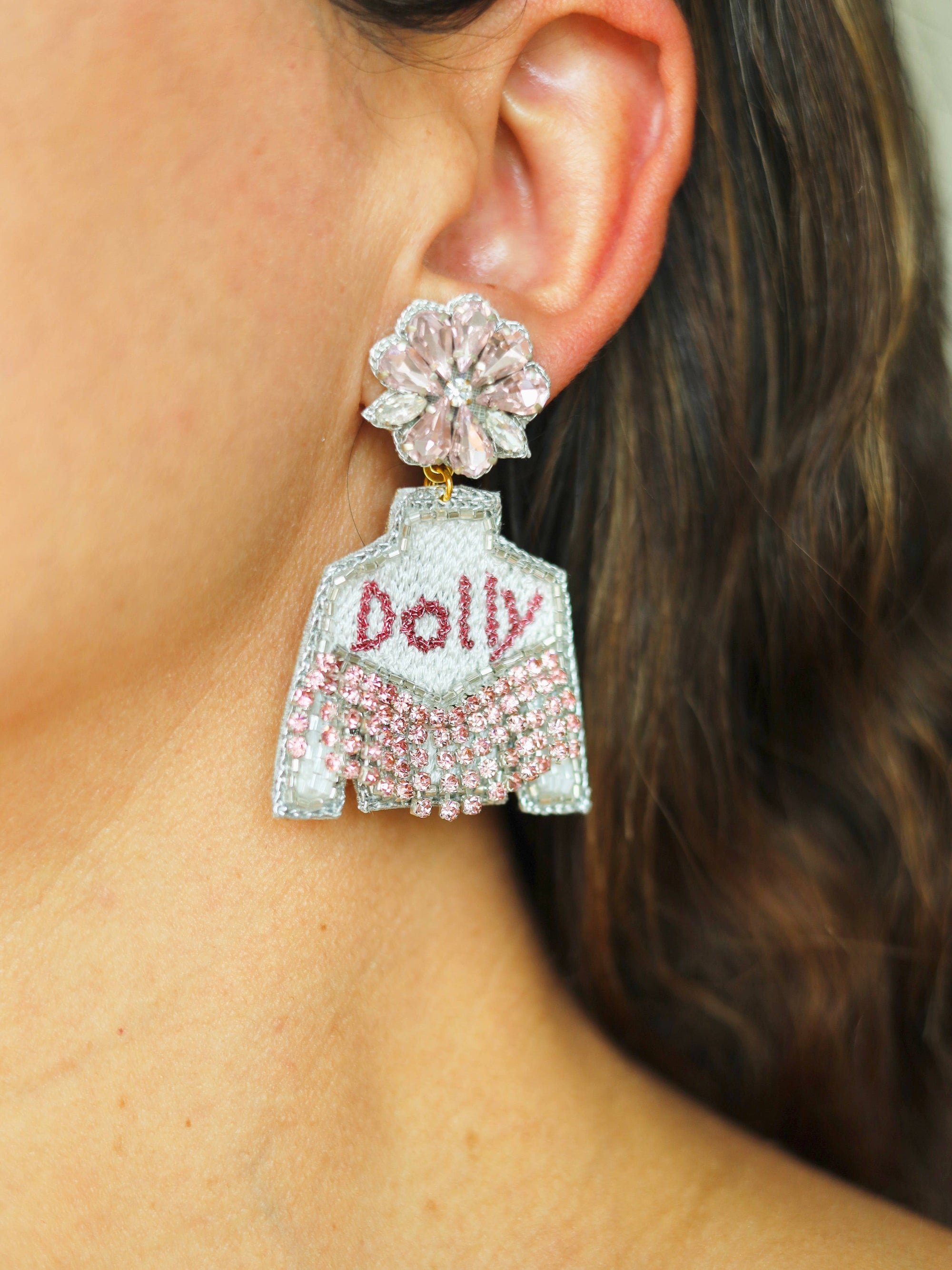 Pink Dolly Parton Fringe Jacket Earrings