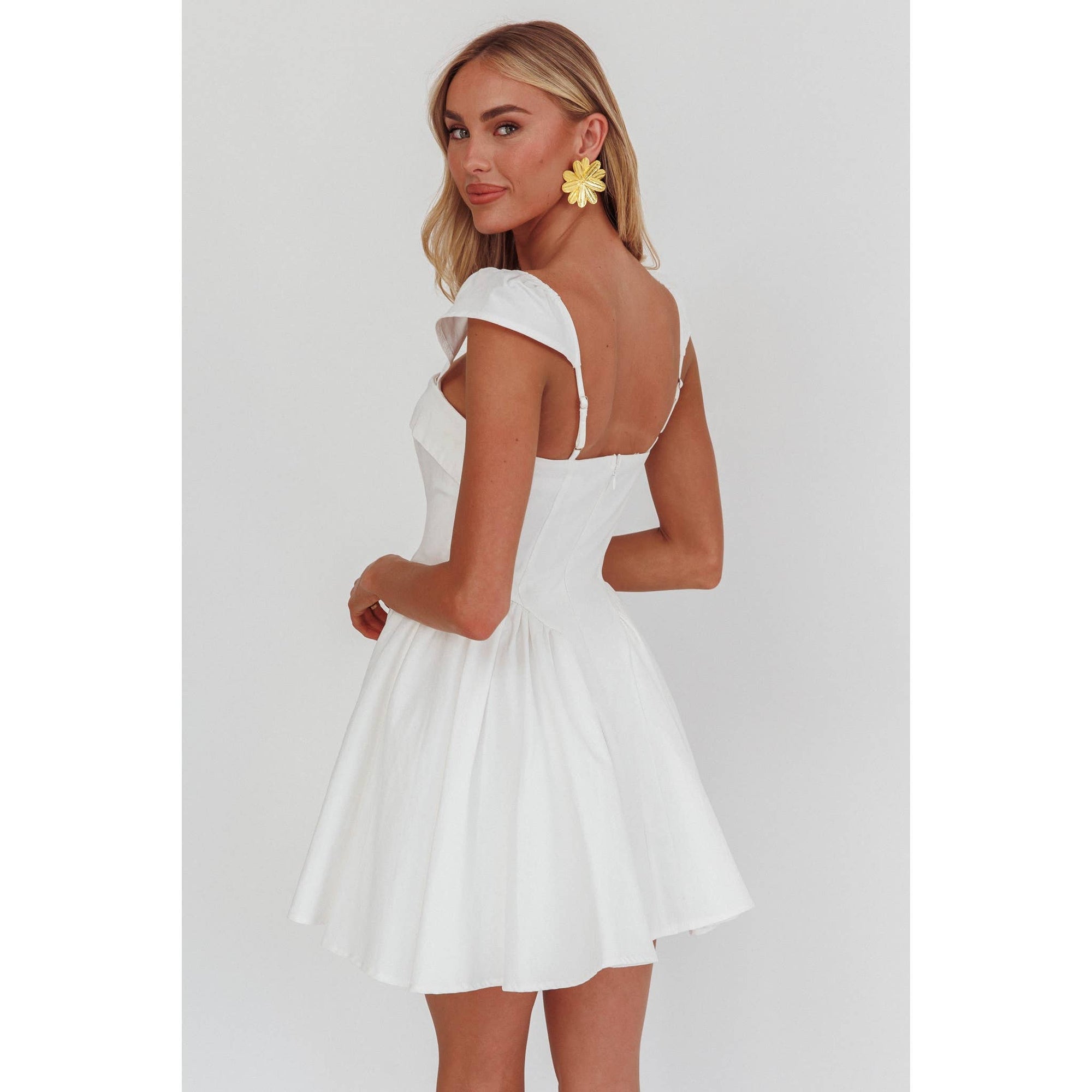 V Button Mini Dress