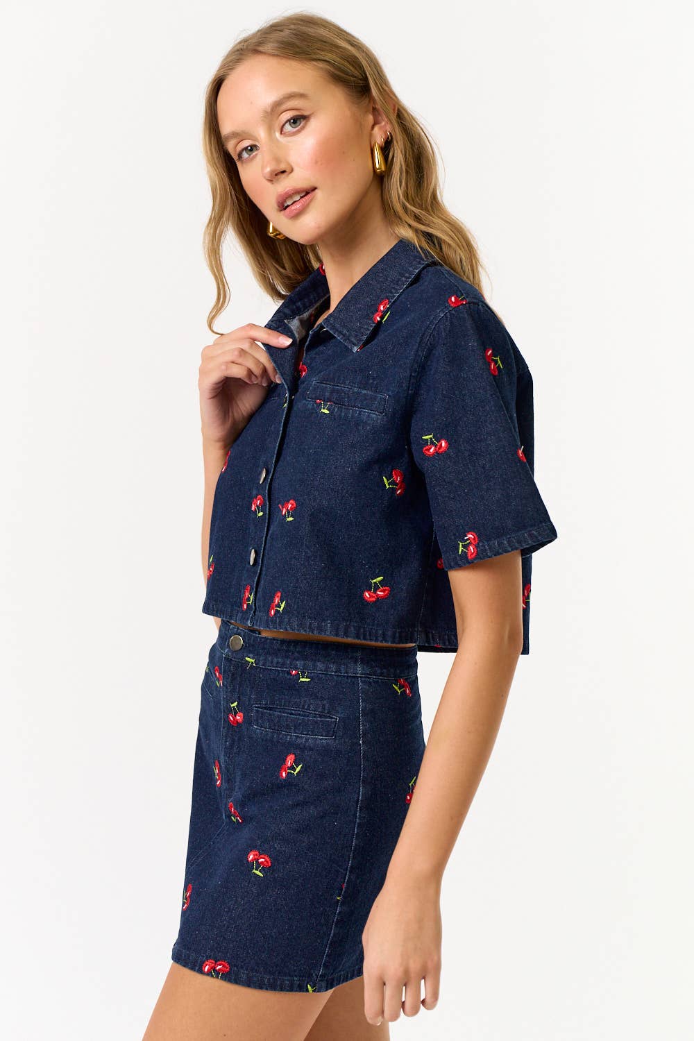 Cherry Denim Top