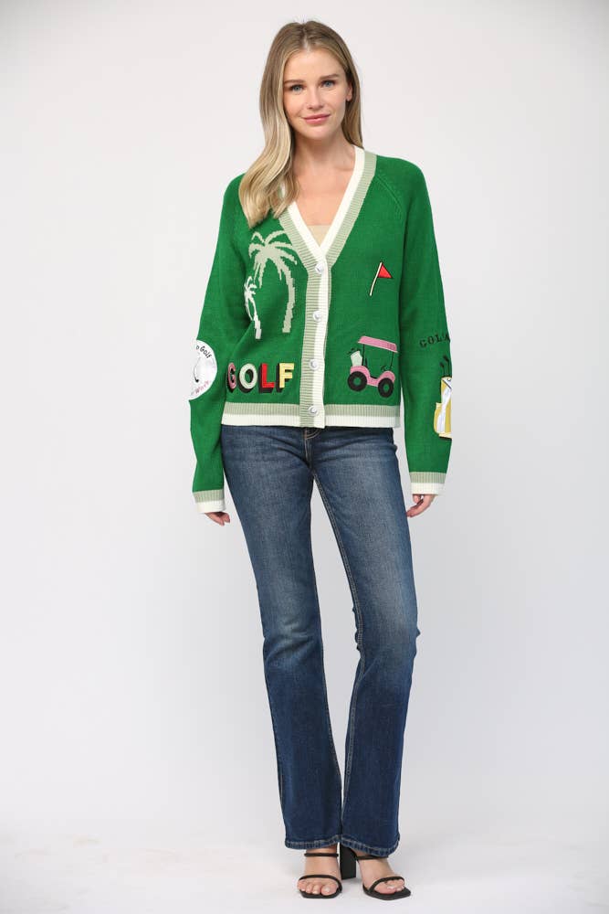 Golf Embroidered Cardigan