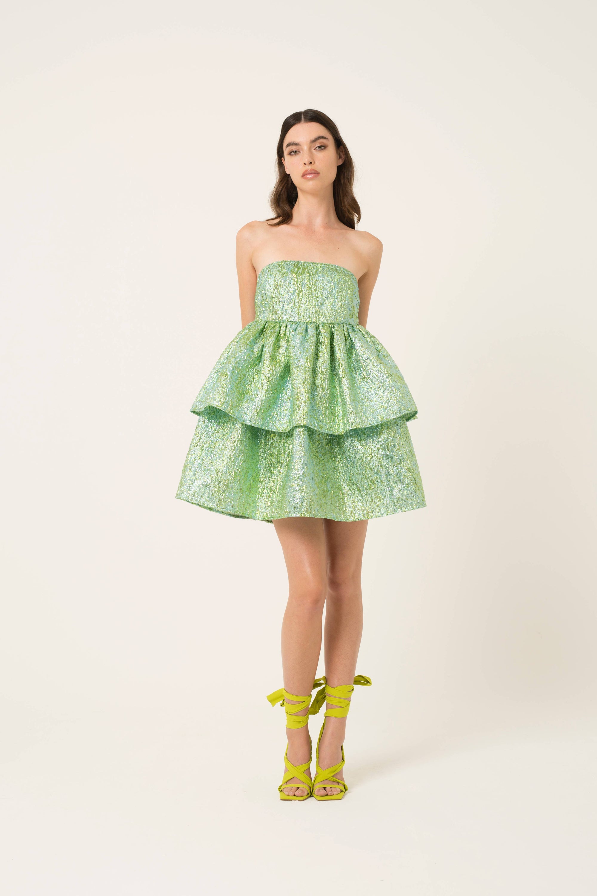 Sara High Shine Double layer Mini Dress