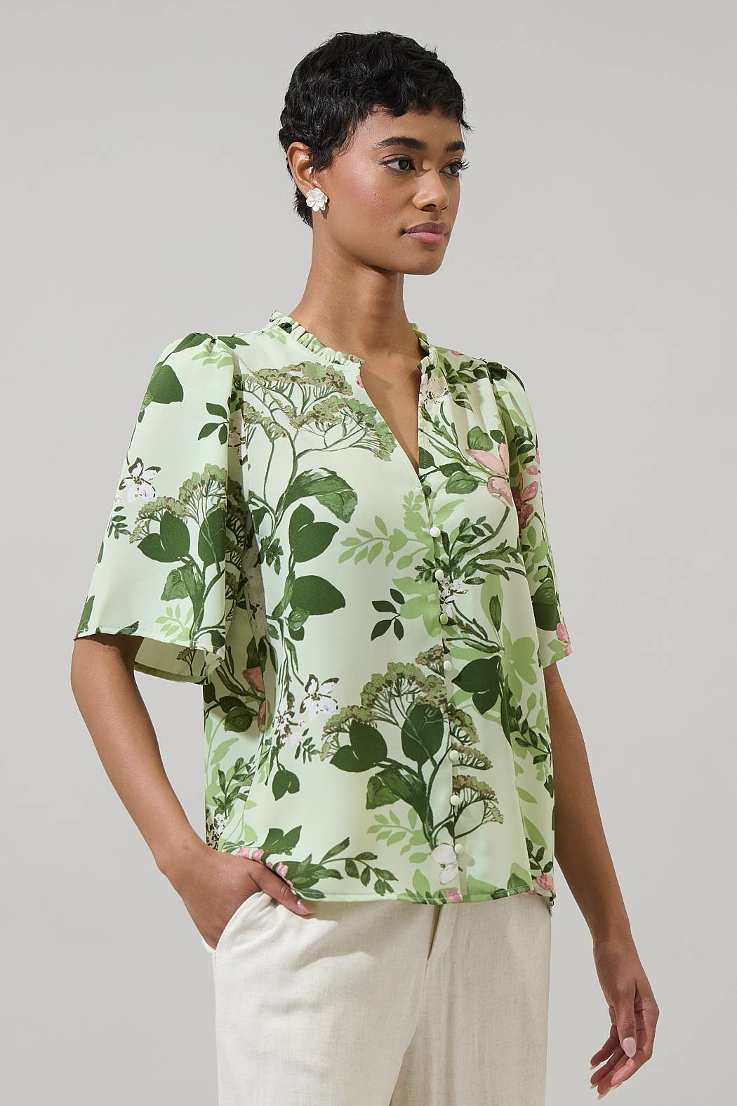 Zane Floral Bryn Button Blouse