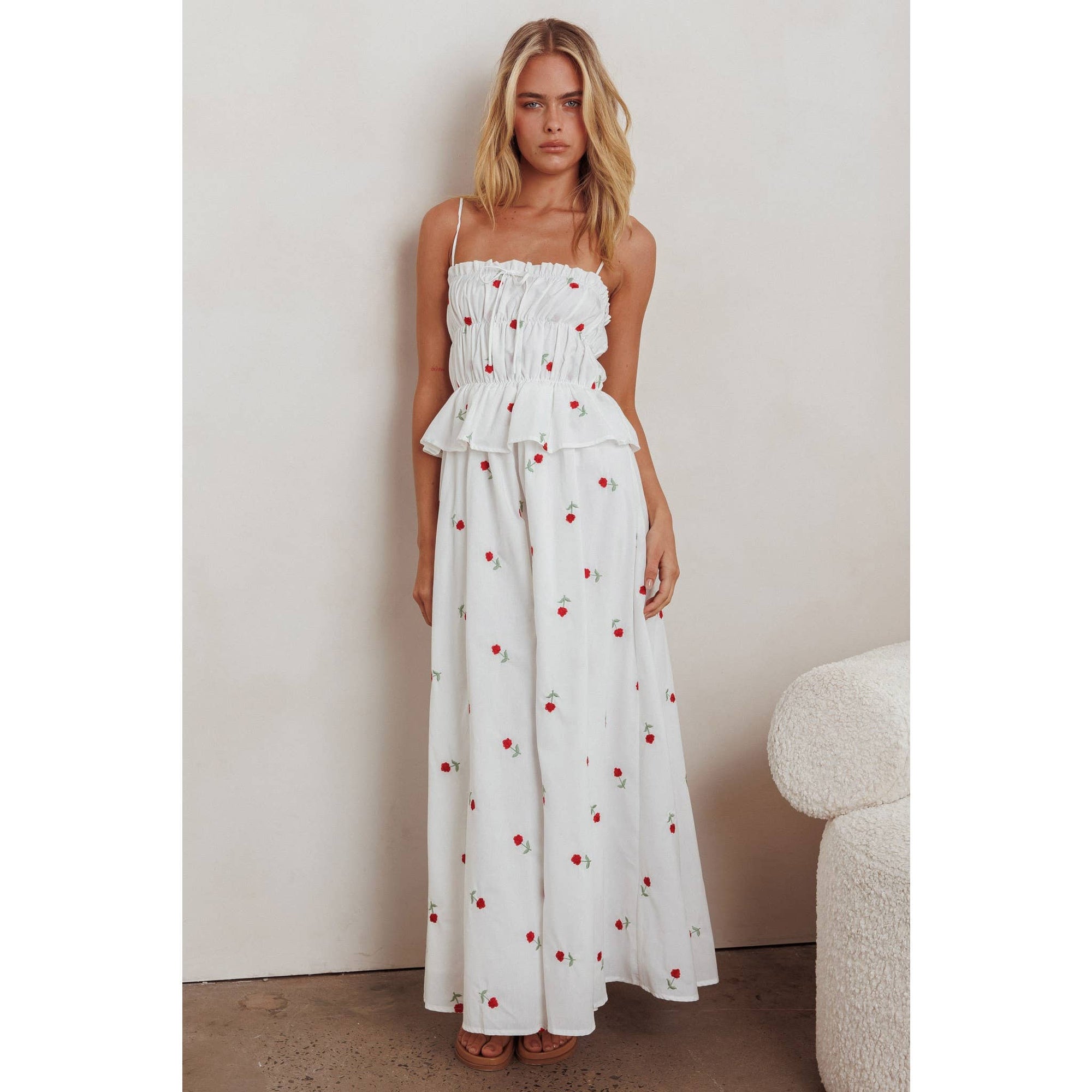 Rose Embroidery Maxi Dress