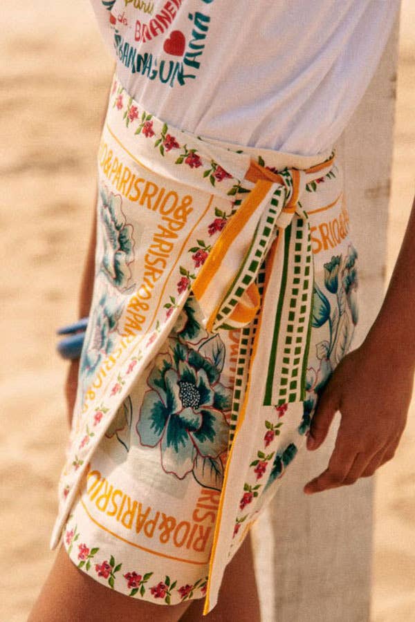 Vacation Print Asymmetrical Mini Skirt