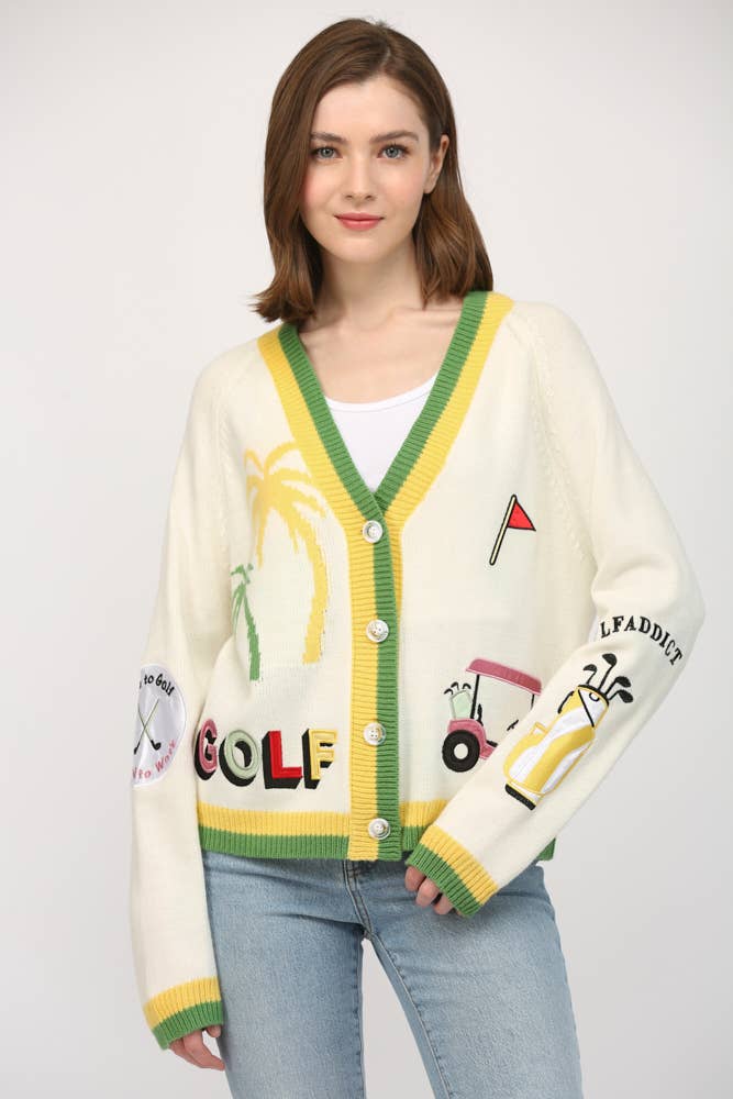 Golf Embroidered Cardigan