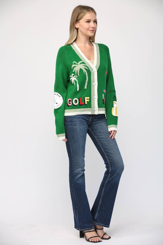 Golf Embroidered Cardigan