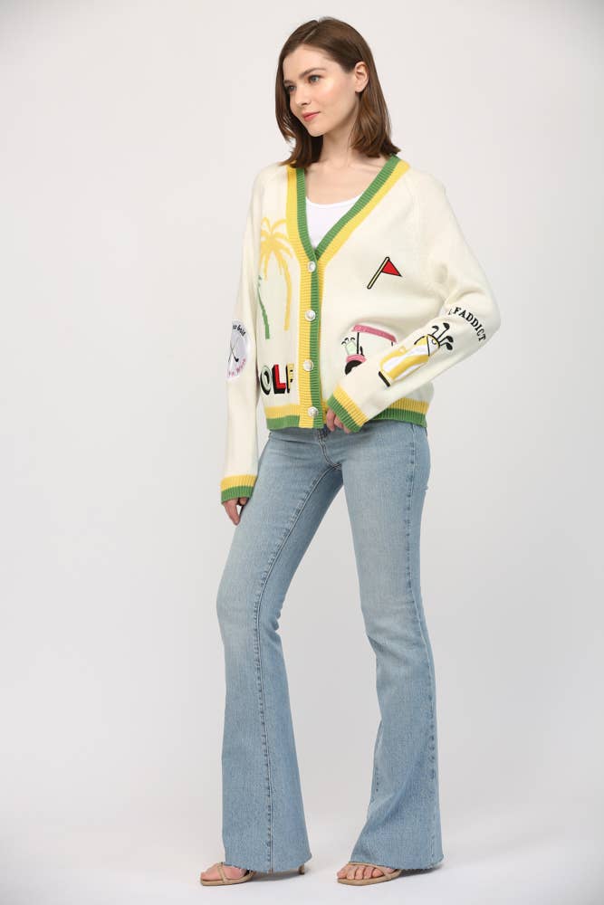 Golf Embroidered Cardigan