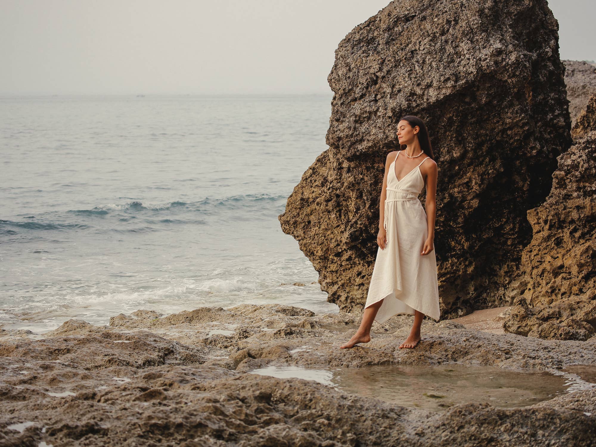 Sage Maxi Dress - Natural With Gold Stripes