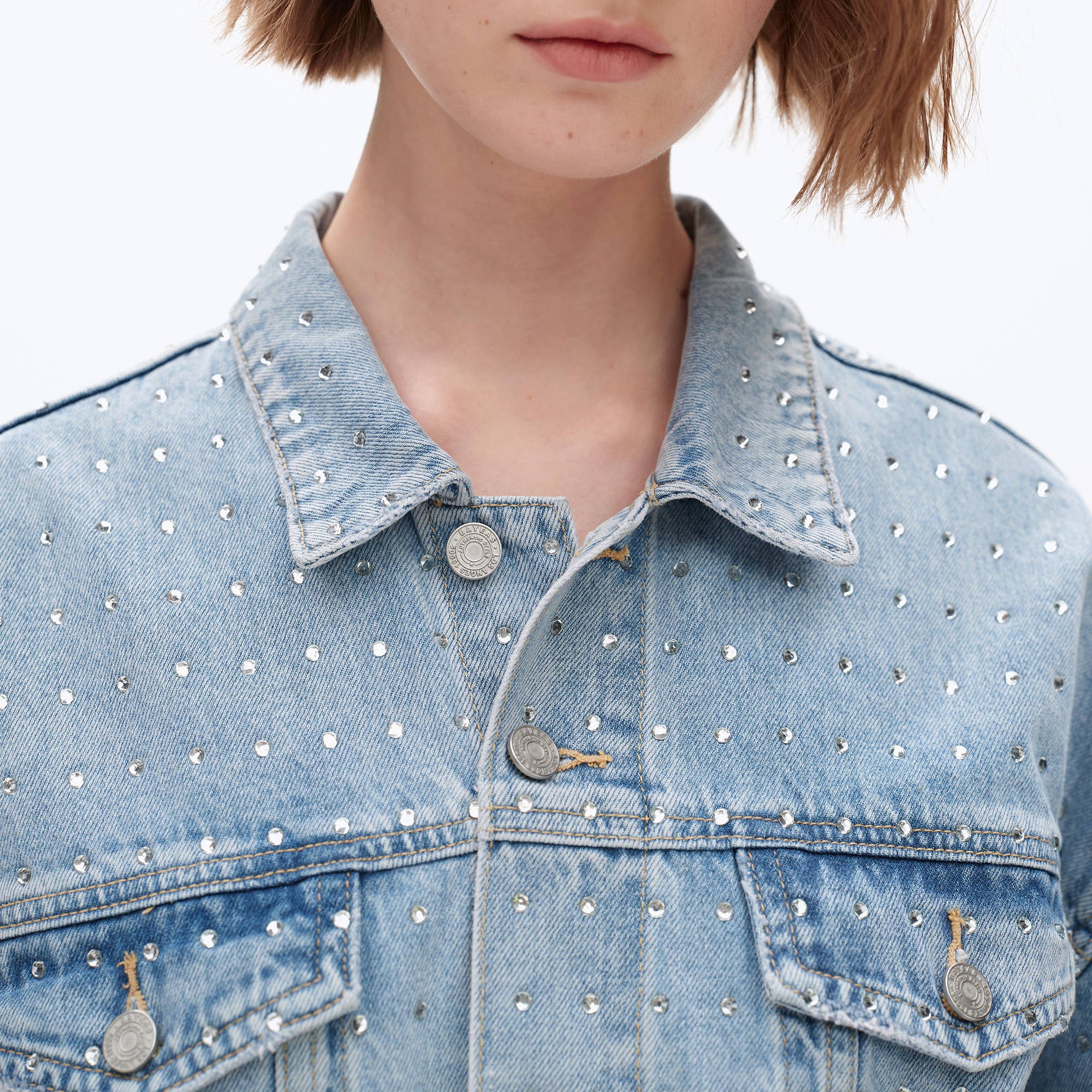 Long Sleeve Embellished Denim Jacket
