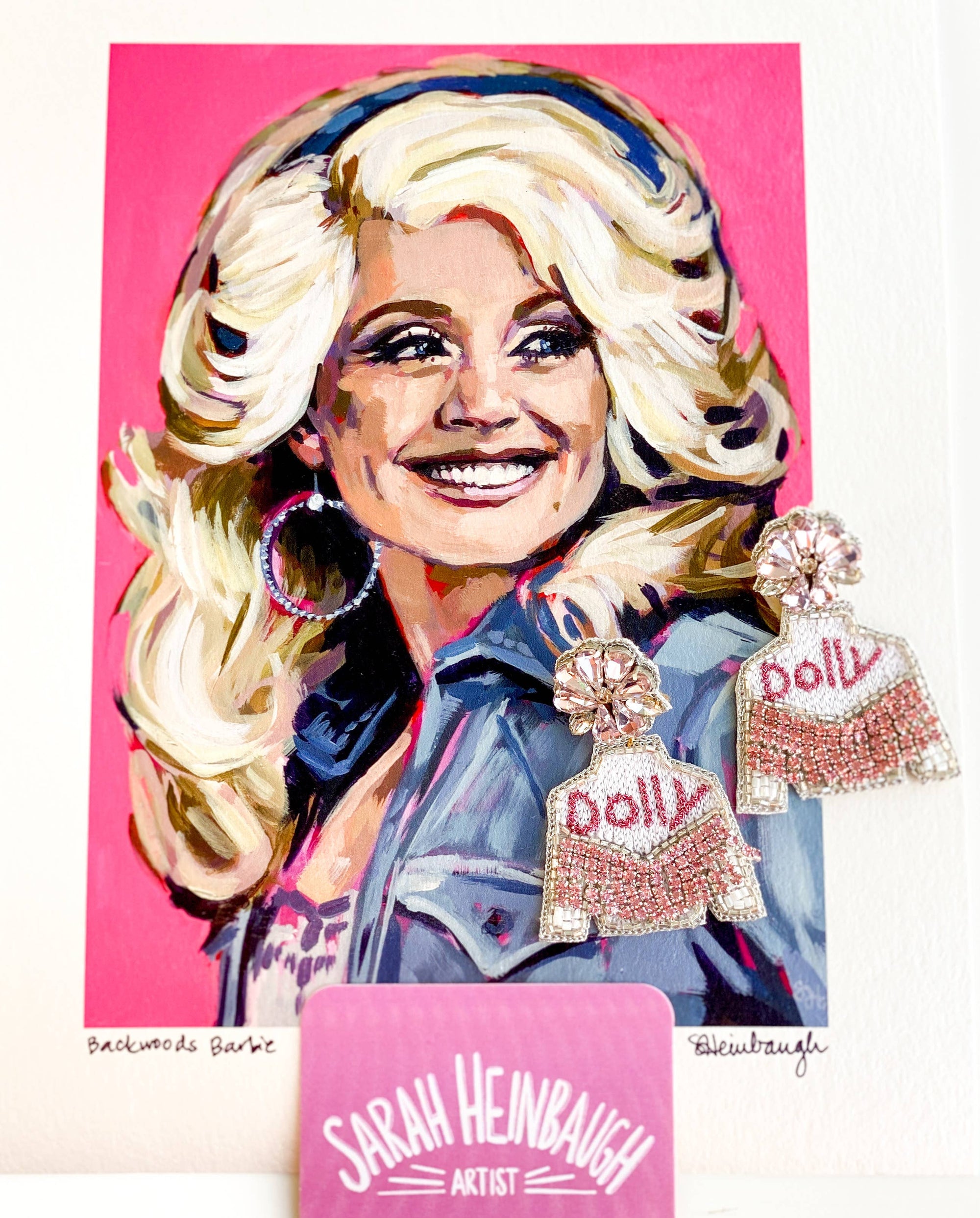 Pink Dolly Parton Fringe Jacket Earrings