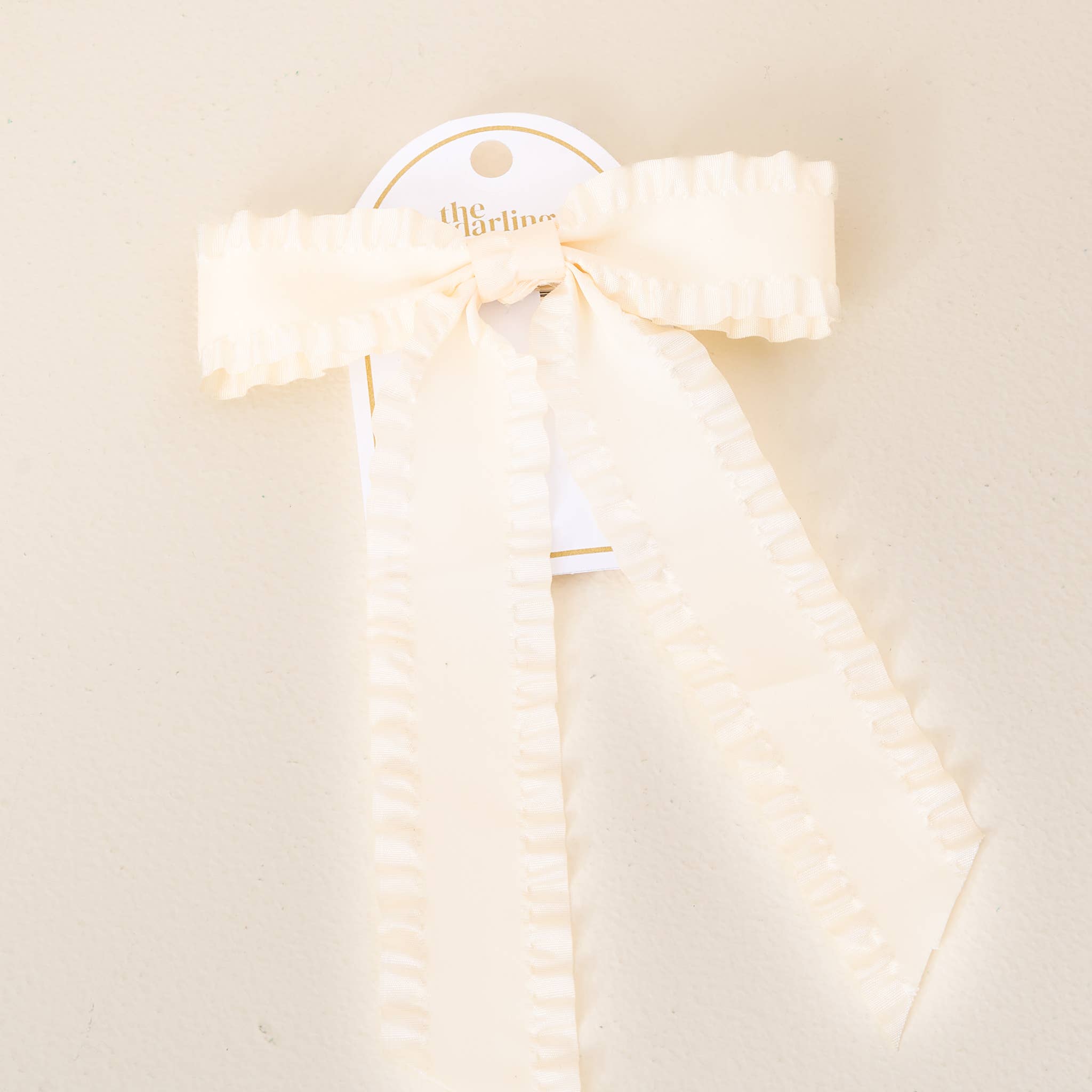 Ruffle Hair Bow- Cream